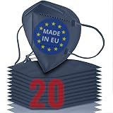 20x FFP2 blau [MADE IN EU] - FFP2 Maske blau CE zertifiziert nach EN 149:2001 + A:2009 - Blau-farbige FFP2 Maske CE zertifiziert - FFP2 Maske bunt in blau - atmungsaktive FFP2 Masken blau aus Europ