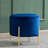 Sywlwxkq Samt Osmanisch, Komfort Runde gepolsterte Fußstütze Hocker Wohnzimmer Dekoration Fußhocker Couchtisch Pouffes-Königsblau 42x42cm (17x17inch)