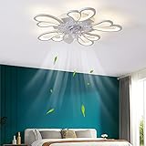 LED Ceiling Light With Fan Remote Control Dimmable Modern Deko Ceiling Lampe 3 Wind Speed 50W Quiet Fan Ceiling Fan With Lighting Timing Fan Light For Bedroom Living Room,