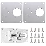 Scharnier Reparaturplatte, Reparaturset Schrankscharnier mit Loch Küchenschrank Reparaturplatten Edelstahl Scharnier Befestigungsplatte mit 12 Stück Schrauben für Schrank, Möbel, Schublade, F