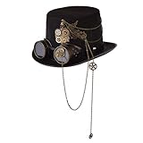 COSDREAMER Unisex Steampunk Top Hüte Halloween Kostüm Hut mit Brille Gr. Medium, Schw
