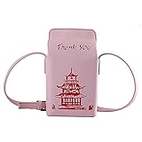 Oweisong Chinesische Geldbörse für Mädchen, mit Turmmotiv, bedruckt, Umhängetasche, Geldschein, Telefon, Geldbörse, Handtasche, rose, Einheitsgröß