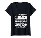 Damen Ich bin nicht Clumsy Just The Floor Family Matching Lustiger Spruch T-Shirt mit V