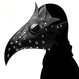 TRSX Halloween Arzt Maske für Halloween Party, Steampunk Vogel Pest Arzt Maske für Männer Frauen Gothic Ledermaske Party (Color : Black, Size : 34 * 19cm)