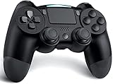 Lampelc Wireless Controller für PS4, Game Controller für PS4/Slim/Pro-Konsole, Bluetooth Gamepad Joystick mit Rechargable Remote Six-Axis Dual Vibration Shock und Audio Jack (Schwarz)