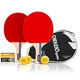 PREMIUM Tischtennis Schläger Set von Dieker Sports - 2 Tischtennisschläger Profi + 3x3 Stern hochwertige Bälle + Trainingsvideos vom Profi - erstklassigem Spielgrip - Allround Tischtennis S