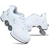 GKZJ Verstellbare Quad-Rollschuh-Stiefel, Inline-Skate, 2-in-1-Mehrzweckschuhe,33