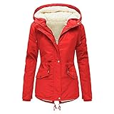 Winterjacke Damen Winterparka Kunstfell Mantel Jacke mit Teddyfell Gefüttert Dicker Steppmantel Warm Outdoorjacke mit Kapuze Winddicht Steppjacke Funktionsjacke Reißverschluss W