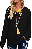 Pullover Damen Winter Pullis Loose V-Ausschnitt Strickpullover Casual Langarmshirt Grobstrick Oversize Pulli Oberteile (A Schwarz, M)