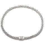 joyluckycat Weißer Kristall Chrom Mesh Kette Choker Halskette Frauen Gold Farbe Chunky Halsketten Modeschmuck