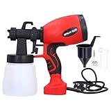 Jenngaoo Farbspritzgerät, 550W elektrisch verstellbare Düsenspritzpistolen mit Messbecher Englisches Handbuch für Deckenzaunschränke Heimwerkermöbel EU 250V
