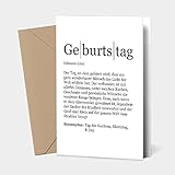 VISUAL STATEMENTS - Geburtstag Definition Grußkarte mit Umschlag - Klappkarte zum Verschenken - Geschenkk