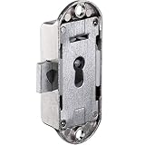 Gedotec Aufschraubschloss Metall vernickelt | 1 Stück Möbel-Stangenschloss mit Euro-Sperre inkl. 1 Bart-Schlüssel | Dornmaß 15 mm | Anschlag: Rechts | Gartentorschloss - Drehstangenschloss Wohnwag