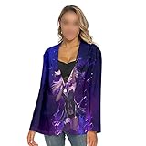 YXIUER Lisa Genshin Impact 3D Anime Fashion Print Mittellange Bluse Mit Lockerem Revers Unisex Leichter Warmer B