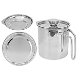 Edelstahl-Ölfiltertopf mit Griff Küchenfettbehälter zum Laden von gebrauchtem Speiseöl, Kokosöl, Bratpfanne und Specköl(1)