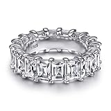 18K Funkelnder Baguette Ring aus 925 Sterling Silber für Frauen Stapelringe - Damen Ringe Eternity Ewigkeit Schmuck in Juweliersqualität (54)