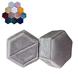 Hexagon Velvet Ring Bearer Box - Premium Wunderschöner Vintage Einzelring Displayhalter mit abnehmbarem Deckel für Valentinstag Vorschlag Verlobungshochzeit (G63) Vorschlag Ring Box Geheimring