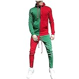 Graceyo Herbst Winter Jogginganzug für Männer, Herren Farbblock Langarm Trainingsanzug Sportanzug Jogginghose Sweatshirt Set Freizeitanzug Hoodie Hose für Gym Fitness Trainingsanzug Track