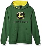 JOHN DEERE Boys Fleece Hoody Pull Over Hooded Sweatshirt, Green Trademark, 10 12 US