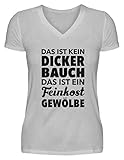 Männer Kein Dicker Bauch Feinkost Gewölbe Vatertag T-Shirt Dickerchen - V-Neck Damenshirt -XL-Grau (Meliert)