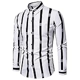 Hemd Herren Slim Fit Farbkontrast Spleißen Drucken Shirt Herren Vintage Revers Gestreift Hemd Herren Frühling Herbst Mode Lassig Langarm Shirt H