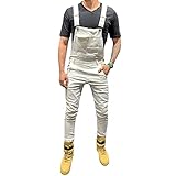 ShSnnwrl Jungen Slim Fit Jean Classics Herren Jeans Overall Hombre para Pant für Herren schwarz Armee grün Kleidung mit Tasche L weiß
