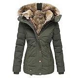 CCOOfhhc Damen Casual Funktionsjacke Winterjacke Steppjacke Jacke Lang Stepp Warm Gefütterte Winter Jacke Mantel Parka Softshell Dicke Outdoorjacke mit Kapuze Sp