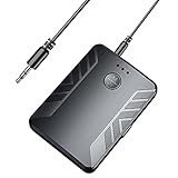 Bluetooth für TV, Bluetooth 5.0 Sender Empfänger mit niedriger Latenz mit Hilfskabeln 3,5 mm Klinke, Eingebaute Batterie Bluetooth-Audio-Adapter für TV, Auto, Lautsprecher, PC, Musik, Kopfhö