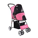 CZYNB Hund Kinderbett Pet New Pet Kinderwagenwagen, Faltbare Warenkorb Für Katze Vierräder Stoßdämpfe Haustier Reise, Kinderwagen EIN-Berührung Montage-Lagerkorb, Lager 12.5kg Rosa Ausg