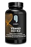 Vitamin D3+K2 hochdosiert | 5-Tages-Depot in Premium-Qualität | 180 Kapseln | Mind. 99,7% All Trans MK7 (K2VITAL® von Kappa) & 5.000 IE Vitamin D3 | p