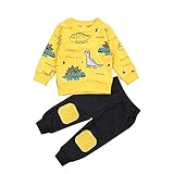 Geagodelia Baby Kleidung Jungen Sweatshirts Langarm Oberteile Hose Baby Neugeborenen Set Outfit Babykleidung Set (Tier Gelb, 3-4 Jahre)