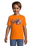 Tribal Jaguar Vector Artwork Orange Colorful Kids T-Shirt 12 Year O