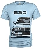 E30 M3 Street Style Herren T-Shirt #1957 (L, Lichtblau)