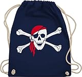 Shirtracer Piraten & Totenkopf - Totenkopf Pirat Kopftuch - Unisize - Navy Blau - turnbeutel pirat - WM110 - Turnbeutel und Stoffbeutel aus Baumw