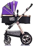 Leichte neugeborene Babywagen-Zwei-Wege-Kleinkinder-Kinderwagen vier Runden neugeborene Kinderwagen-Falten-Baby-Kinderstifte für 0-3 Jahre, kann sitzen und hinlegen (Color : Purple)