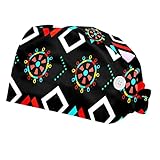 Boho Bohemia Indianer 2 Stücke Einstellbare Arbeitskappen Niedlich Gedruckt Arbeitskappe mit Knopf Bouffant Turban Cap für Damen H
