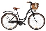 Goetze Style Alu Vintage Retro Citybike Damenfahrrad Hollandrad, 28 Zoll Räder, 3 Gang Shimano Nexus, Tiefeinsteiger, Rücktrittbremsen, Korb mit Polsterung Gratis!