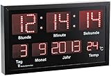 Lunartec LED Funkuhr: LED-Funk-Tisch- und Wanduhr mit Datum und Temperatur, 412 rote LEDs (Multi Funk Uhr)