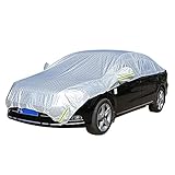 Autoabdeckung Halbgarage Abdeckplane Oben Wasserdicht/Winddicht/Staubdicht/Windschutzscheibenabdeckung Kratzschutz Autoabdeckung Mit Haken Und Riemen Passend Für Die Meisten Autos, LKW,