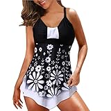 Yoofeiduoduo Damen Bauchweg Bikini Set Sexy Figurumspielende Bademode Tankini Set mit Hohe Taille Sportlich Tankini Zweiteiliger Badeanzug Blumendruck Bikini Swimsuits Figurformender Badeanzug