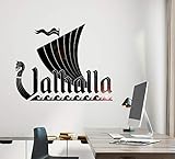 myrockshirt Wikinger Schiff mit Schriftzug Valhalla ca 50cm Wandtattoo Aufkleber Sticker Autoaufkleber Profi-Qualität Sticker UV