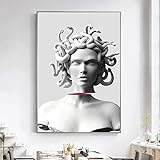 Azhangpu Art Poster Wandbilder Medusa Vaporwave Skulptur Lustige Kunstposter und Drucke Gorgon Statue Dekor auf Wandkunstbild für Wohnzimmer 60x90