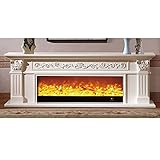 YIXIN2013SHOP Elektrokamin Wohnzimmer Dekorieren Erwärmung Kamin Holz Mantel W200cm Elektrische Feuerboxeinsatz LED Optische künstliche Flamme Kamin elektrisch (Color : White Without Heater)