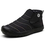 HUAJI Männer Schneeschuhe Winter wasserdichte rutschfeste Kalte Wetterschuhe,Schwarz,40