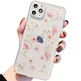 iPhone SE 2020 Hülle iPhone 8 HandyHülle Blume iPhone 7 Handyhüllen Kristall Echt Getrocknete Blumen Schutzhülle Silikon Rückschale Handgefertigten Bumper Case Cover für iPhone 7/8/SE 2020 4,7'', D1