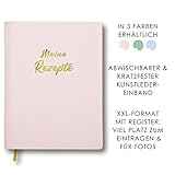 Meine Rezepte rosa: Großes Rezeptbuch zum Selberschreiben im Leder-Look mit Register und Platz für Fotos,