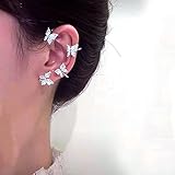 1 Stk. Zirkon Schmetterlings-Ohrring, Schmetterling Ohrwickel Ohrring, Hypoallergener Knorpelkristallohrring, kein durchbohrter Ohrring für Hochzeiten, Jubiläen, Abschlussfeiern, Verlobungsgeschenk