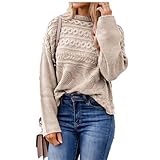 ZYHOOD Damen Langarm Strickpullover Pullover Tops Strickpulli Damen Winterpullover Damen Pullover Langarm V-Ausschnitt Strickpullover Casual Elegante Frauen Einfarbig Gestrickt Pulli Ob