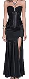 r-dessous sexy Corsagenkleid Corsage + Rock Mini Kleid schwarz lang Cocktailkleid Partykleid Abendkleid Gothic Groesse: 4XL
