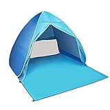 Strandmuschel, Pop up Strandzelt mit Windschutz Reißverschlusstür und UV-Schutz, Familie Kinder Portable Outdoor Beach Tent für 2-3